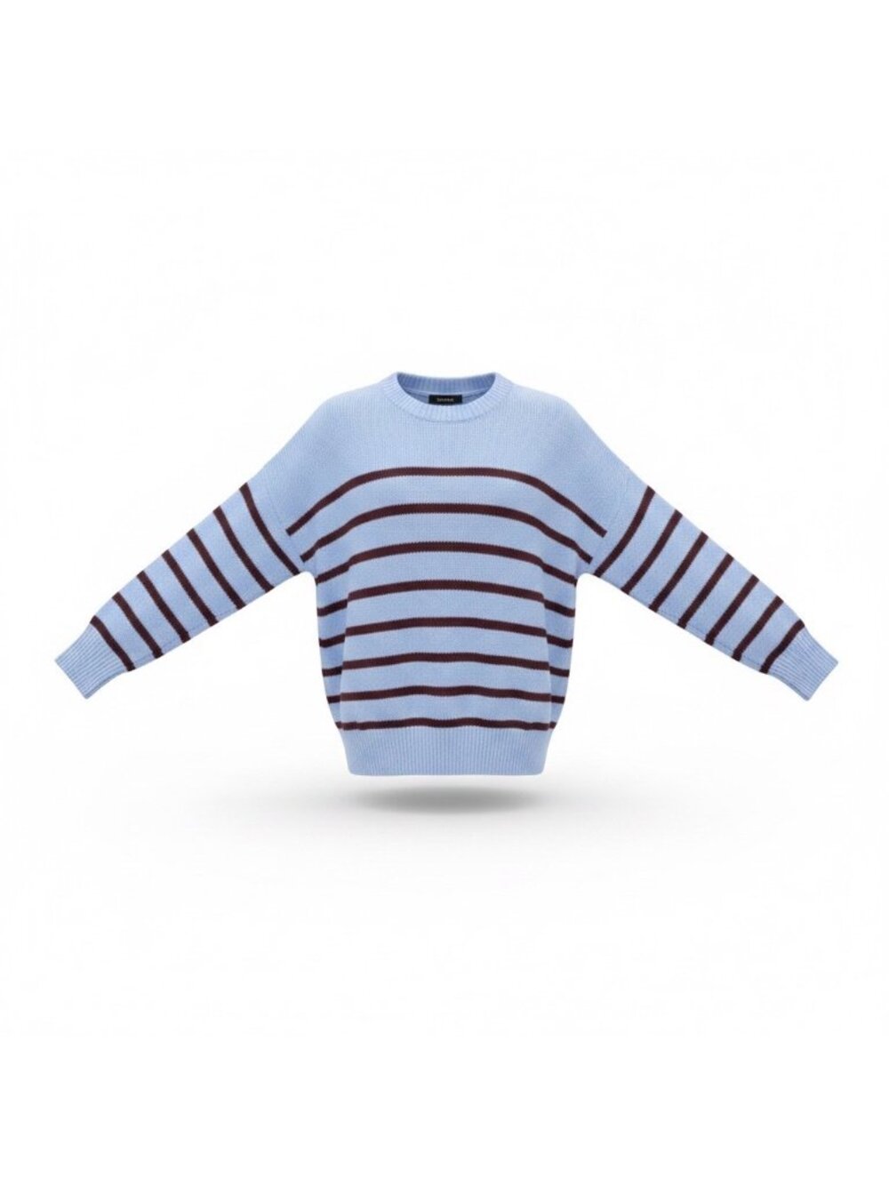 Loft Womens Light Blue & Brown Knit Striped Pullover Sweater Size XL